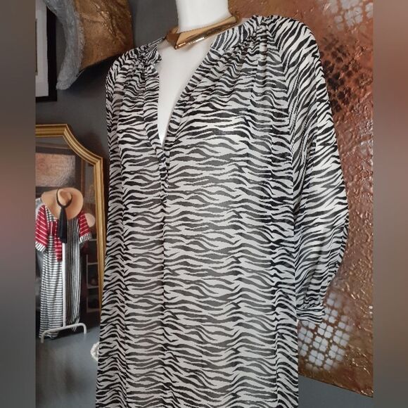 Zara NWT Sheer Zebra Print Midi Tunic Dress - Picture 13 of 16